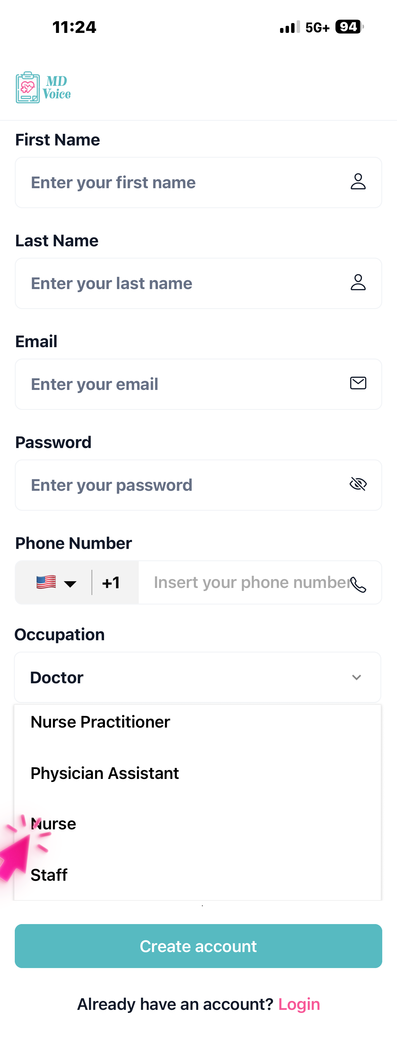 Step 1 — Tap 'Sign Up,' enter your name, email, a (2)
