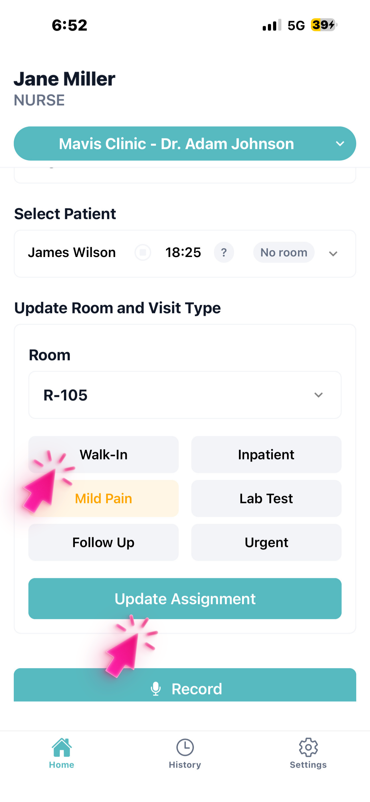 Step 6 — Select a patient, assign the room and vi (1)