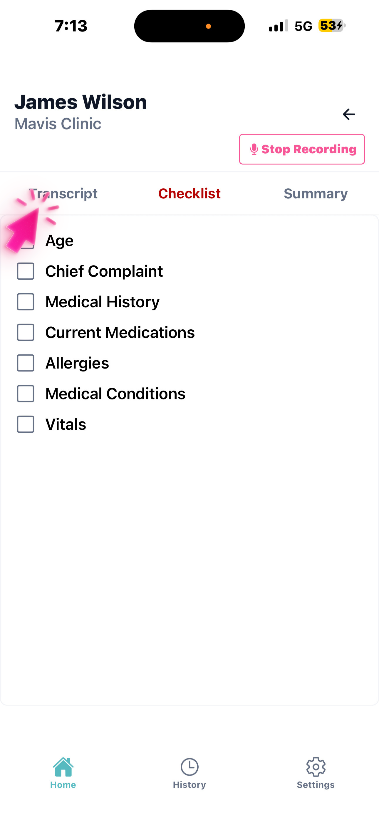 Step 8 — While recording, tap 'Checklist' to view (2)